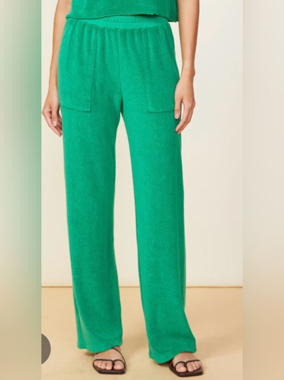 Monrow Terry Cloth Patch Pocket Pant Green XL